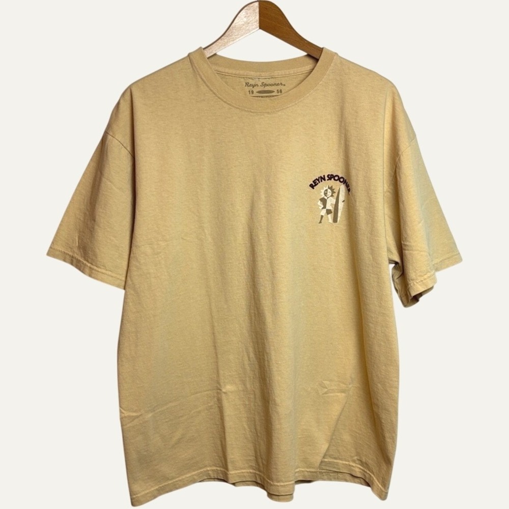 VTG Y2K Reyn Spooner Men's Large Short Sleeve Crew Tee Tan Surf Hawaii